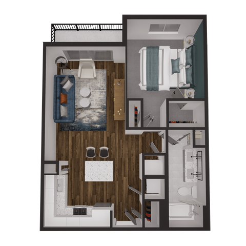 a floor plan of a 1 bedroom apartment